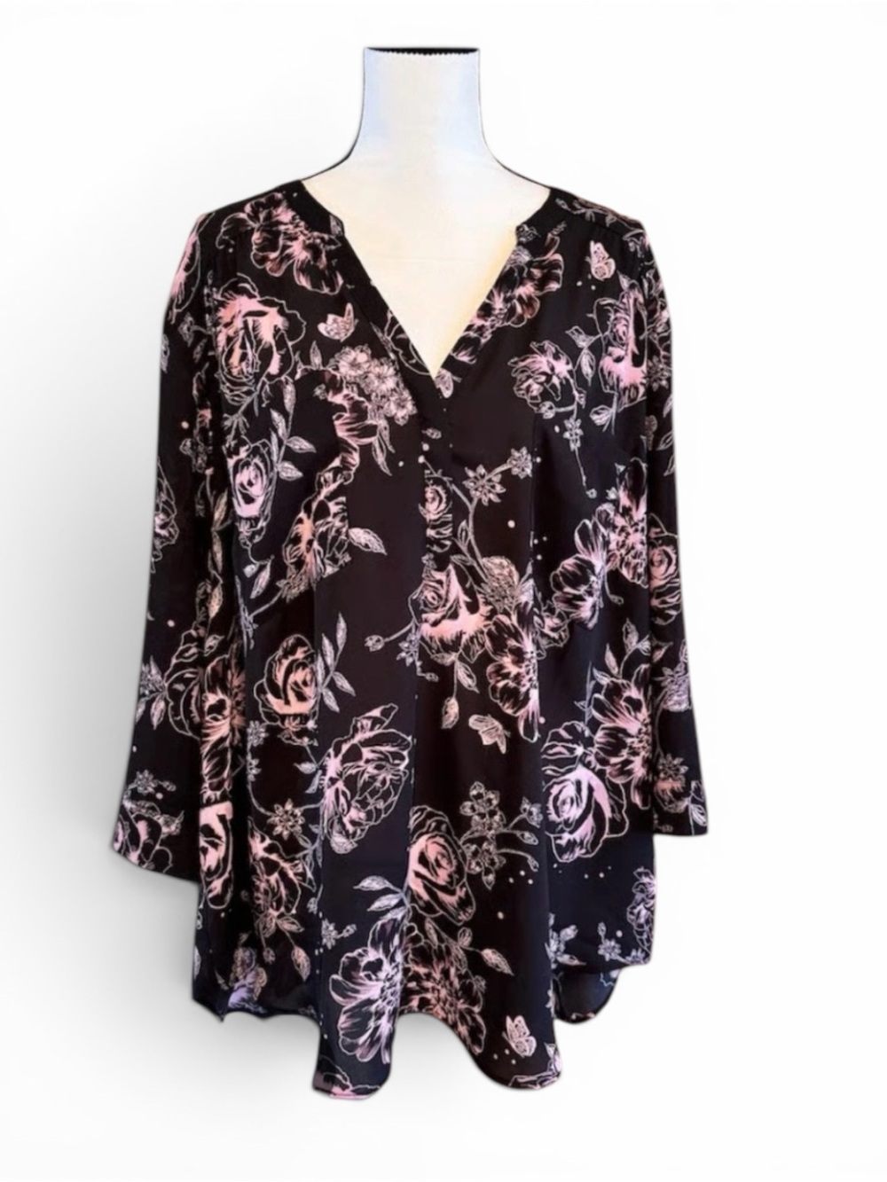 Torrid Harper Floral Blouse | Size 2 (2X) | Black & Blush Pink
